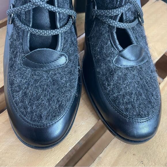 Napoleoni black leather heel lace up boots made in Italy size 41 - Picture 4 of 15